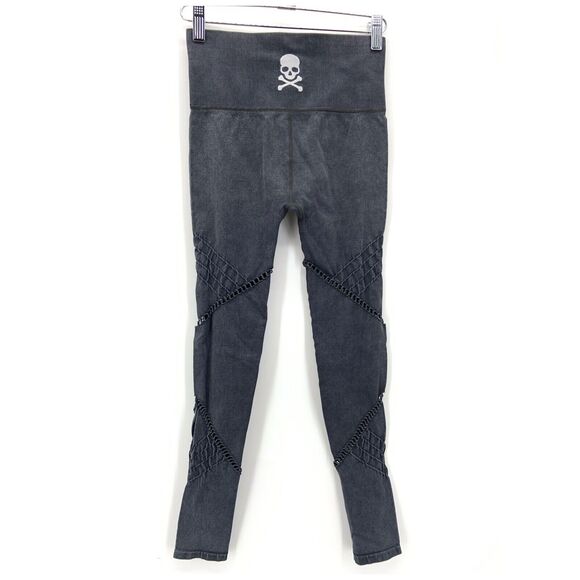 SOUL BY SOULCYCLE Seamless Leggings Womens XS Cutout Grey Distressed Cycling Gym - Picture 4 of 9